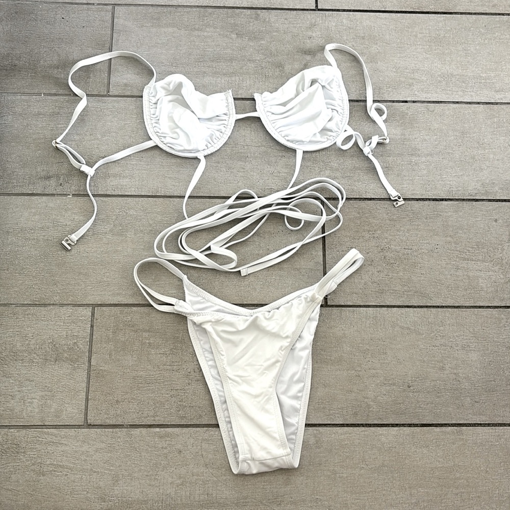 Fashion Nova White Strappy Bikini Swimwear - Picture 2 of 3